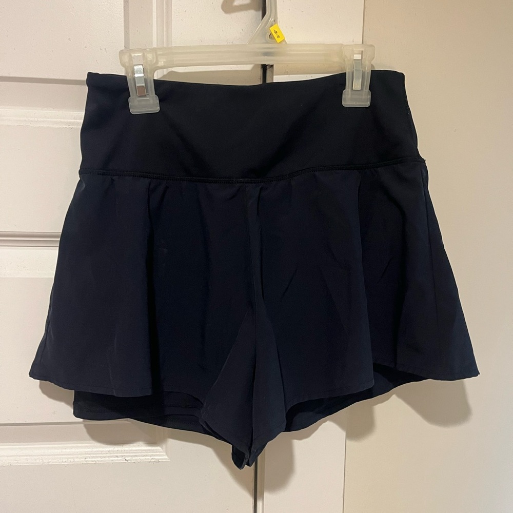 Athletic Black and Blue High-Waisted Shorts